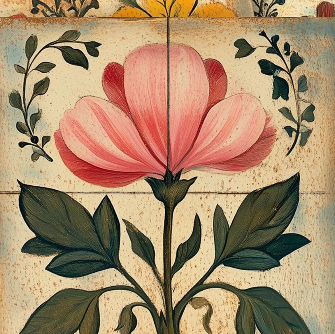 Pink And Green Floral Peel And Stick Vinyl Tiles (24 Tiles/Set)