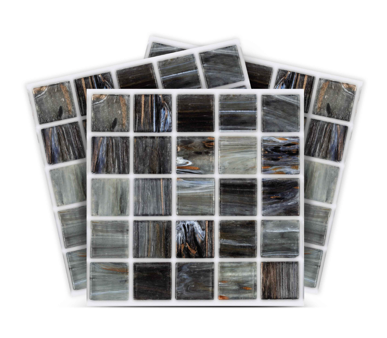 Modern Black & Gold Marble Mosaic Peel And Stick Vinyl Tiles (24 Tiles/Set)