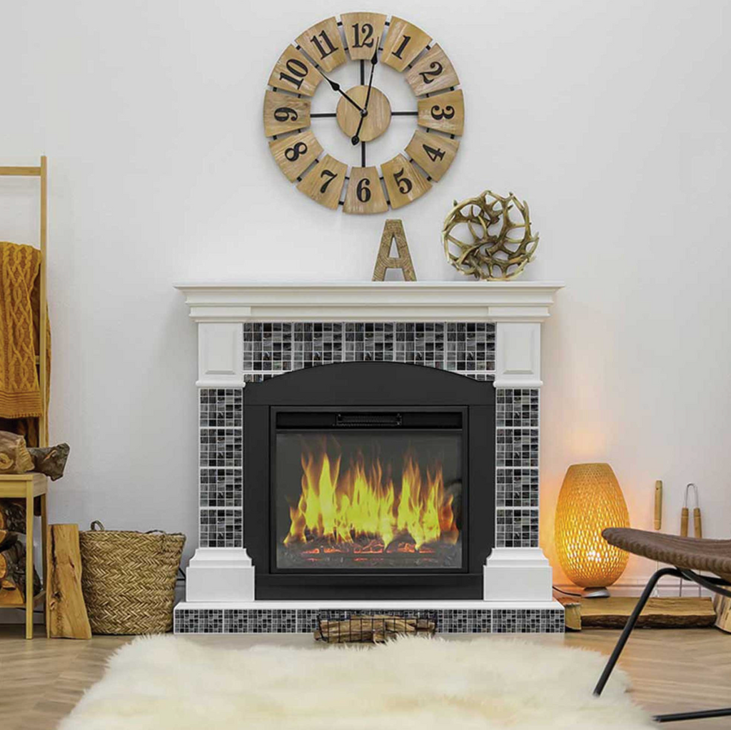 Modern Black & Gold Marble Mosaic Peel And Stick Vinyl Tiles (24 Tiles/Set)