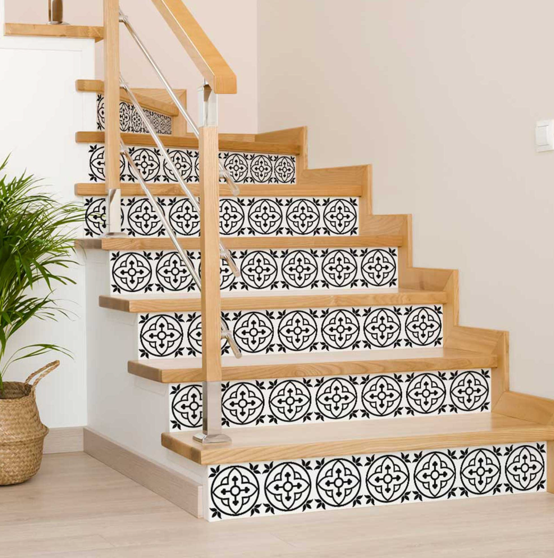 Black and White Peel and Stick Removable Vinyl Tiles (24 Tiles/Set)