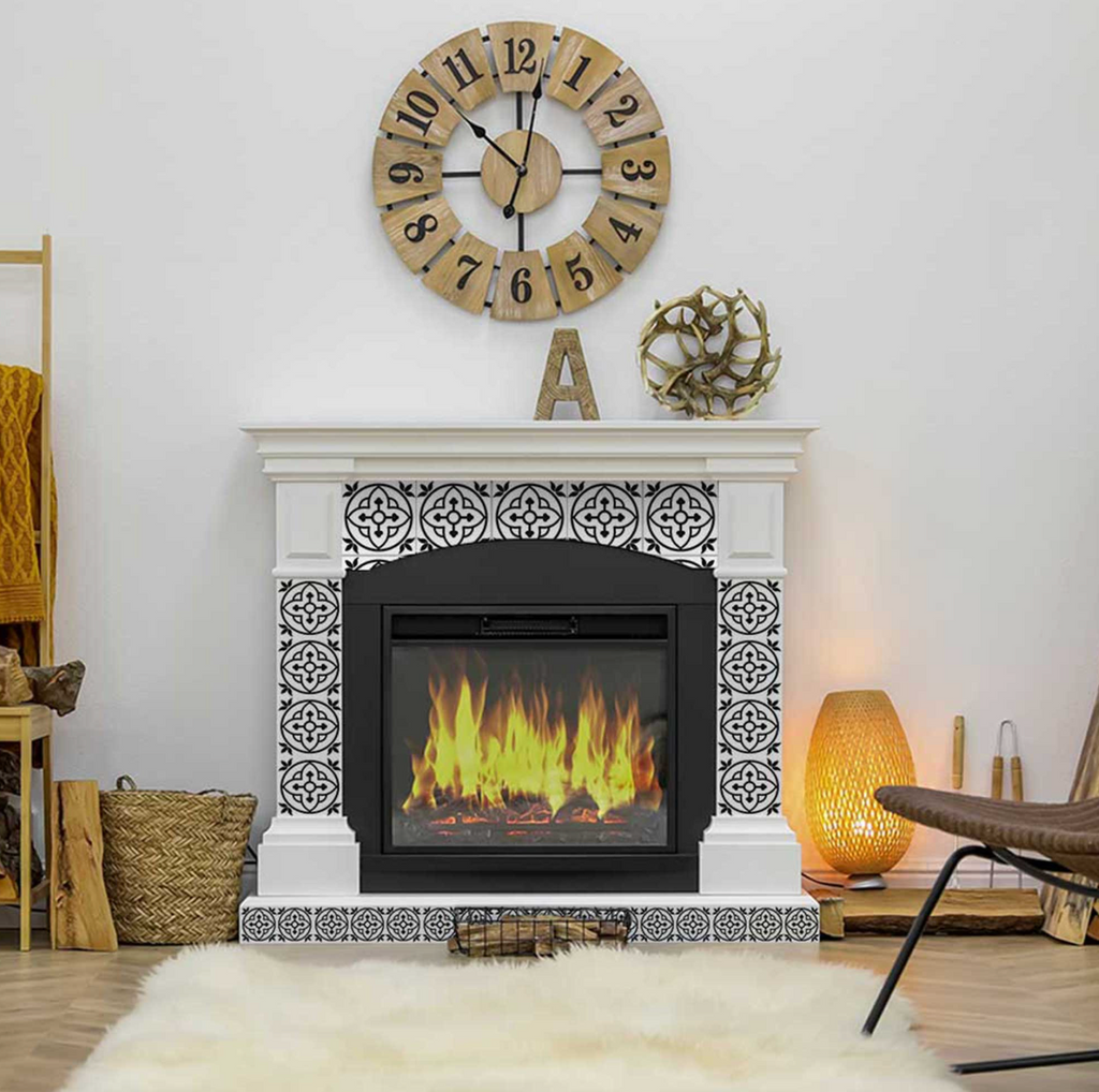 Black and White Peel and Stick Removable Vinyl Tiles (24 Tiles/Set)