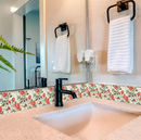 Red And Green Vinyl Arabesque Peel And Stick Removable Tiles (24 Tiles/Set)
