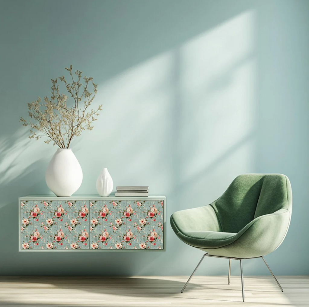 Red And Green Vinyl Arabesque Peel And Stick Removable Tiles (24 Tiles/Set)