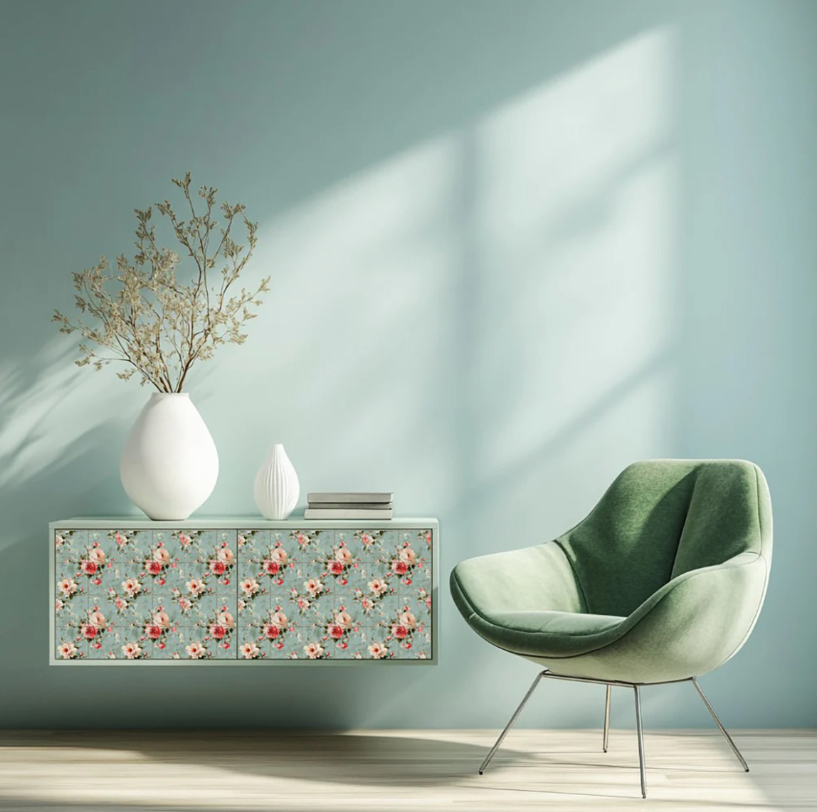 Red And Green Vinyl Arabesque Peel And Stick Removable Tiles (24 Tiles/Set)