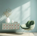 Red And Green Vinyl Arabesque Peel And Stick Removable Tiles (24 Tiles/Set)